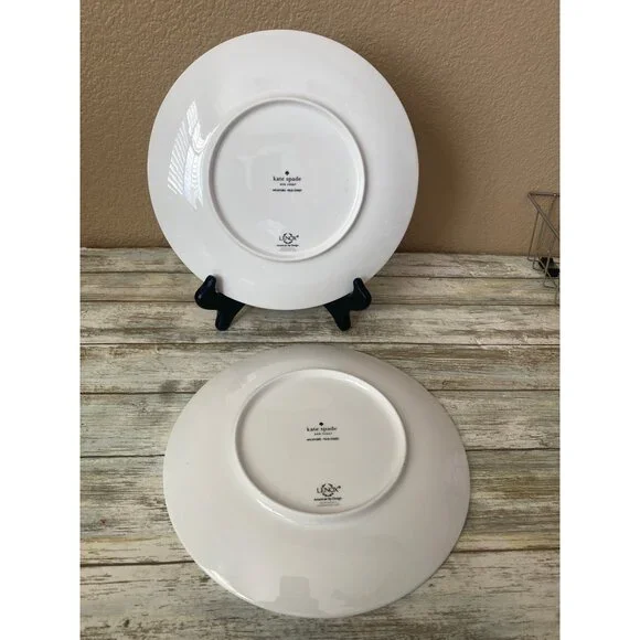 Kate Spade Lenox Wickford Felix Street Green Stripe Dinner Plates Set of 2 - Picture 4 of 8